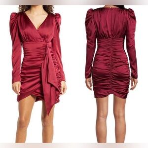 Lavish Alice Elegant Burgundy Long Sleeve Dress